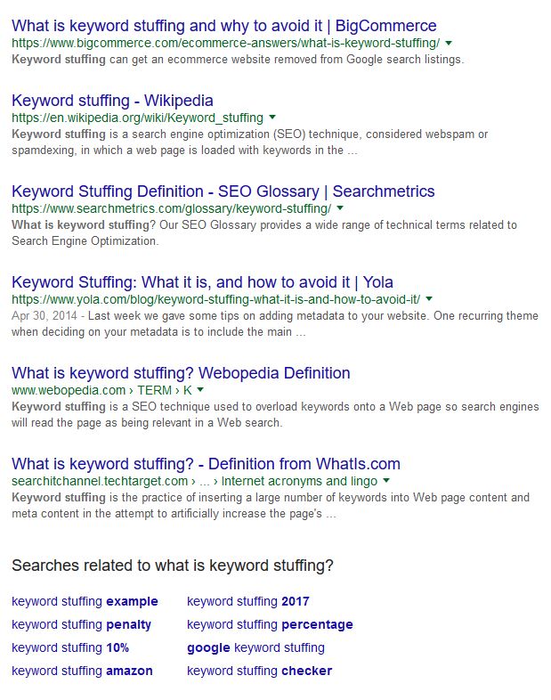 what is keyword stuffing SERP