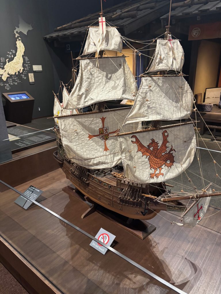 A model of one of Columbus's ships in the Tobacco & Salt Museum