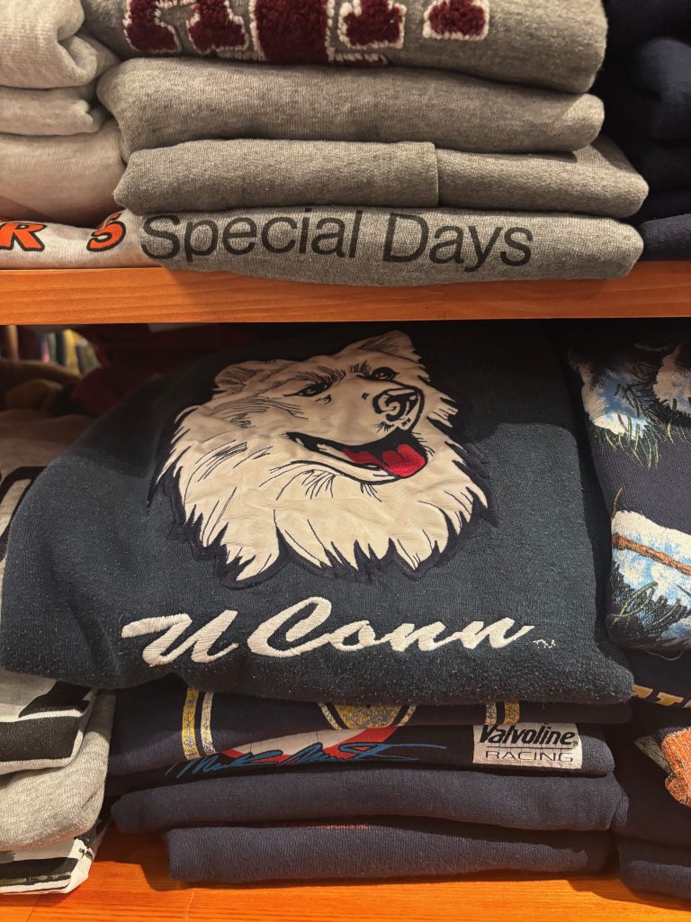 Vintage UConn Huskies sweatshirt at a shop in Sapporo